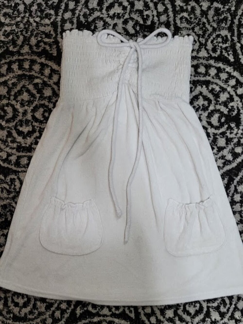 White Y2K Styled Mini Babydoll Towel Dress